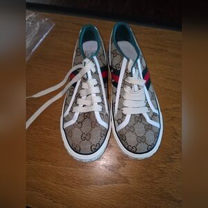 Gucci Women Beige and Red Sneakers